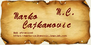 Marko Čajkanović vizit kartica
